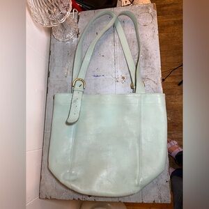 Mint green giant leather coach vintage bag